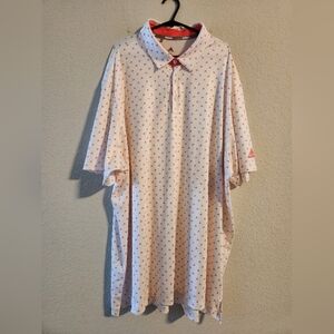 Adidas Men’s Hot Pink Polo Golf Shirt All Over Trefoil Print White size 2XL